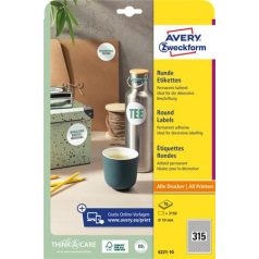   AVERY ZWECKFORM Etikett, univerzális, 10 mm, kör, AVERY ZWECKFORM, 3150 etikett/csomag