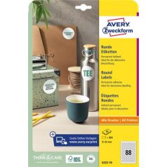   AVERY ZWECKFORM Etikett, univerzális, 20 mm, kör, AVERY ZWECKFORM, 880 etikett/csomag