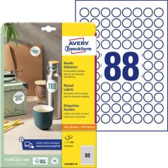   AVERY ZWECKFORM Etikett, 20 mm, kör, eltávolítható, AVERY ZWECKFORM, 880 etikett/csomag