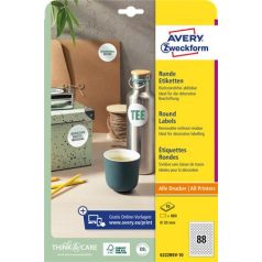   AVERY ZWECKFORM Etikett, 20 mm, kör, eltávolítható, AVERY ZWECKFORM, 880 etikett/csomag