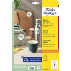   AVERY ZWECKFORM Etikett, 69 mm, kör, eltávolítható, AVERY ZWECKFORM, 80 etikett/csomag