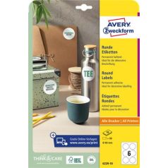   AVERY ZWECKFORM Etikett, univerzális, 80 mm, kör, AVERY ZWECKFORM, 60 etikett/csomag