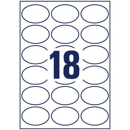 AVERY ZWECKFORM Etikett, univerzális, 63,5x42,3 mm, ovális, AVERY ZWECKOFRM, 180 etikett/csomag