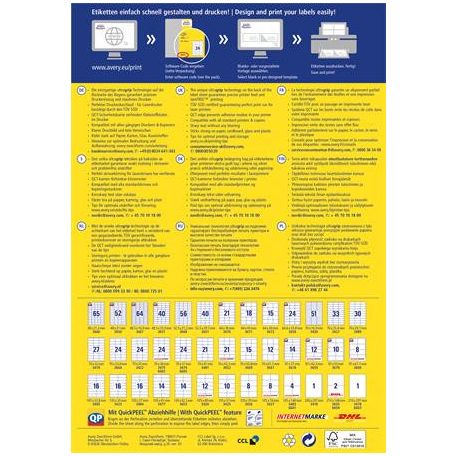 AVERY ZWECKFORM Etikett, univerzális, 210x148 mm, AVERY ZWECKFORM, "Sparpack", 130 etikett/csomag