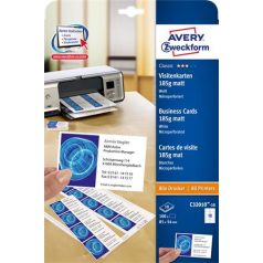   AVERY ZWECKFORM Névjegykártya, 85x54 mm, 185 g, mikroperforált, AVERY ZWECKFORM, 100 db/csomag