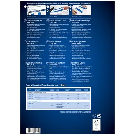 AVERY ZWECKFORM Névjegykártya, 85x54 mm, 185 g, mikroperforált, AVERY ZWECKFORM, 100 db/csomag