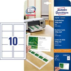   AVERY ZWECKFORM Névjegykártya, 85x54 mm, 200 g, mikroperforált, AVERY ZWECKFORM, 250 db/csomag