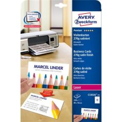   AVERY ZWECKFORM Névjegykártya, 85x54 mm, 270 g, mikroperforált,  AVERY ZWECKFORM, 250 db/csomag