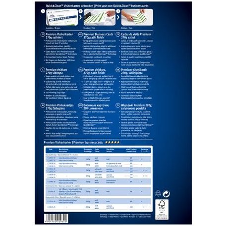 AVERY ZWECKFORM Névjegykártya, 85x54 mm, 270 g, mikroperforált,  AVERY ZWECKFORM, 250 db/csomag