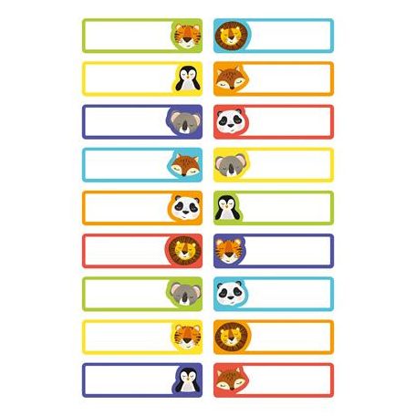 AVERY ZWECKFORM Ruhacímke, műanyag, iskolai, 45x13 mm, kézzel írható, AVERY ZWECKFORM, állatos, 36 címke/csomag