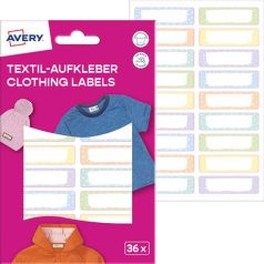   AVERY ZWECKFORM Ruhacímke, műanyag, iskolai, 45x13 mm, kézzel írható, AVERY ZWECKFORM, pasztell, 36 címke/csomag