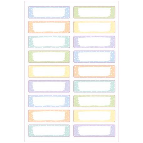 AVERY ZWECKFORM Ruhacímke, műanyag, iskolai, 45x13 mm, kézzel írható, AVERY ZWECKFORM, pasztell, 36 címke/csomag