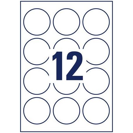 AVERY ZWECKFORM Etikett, univerzális, 60 mm, kör, AVERY ZWECKFORM, 120 etikett/csomag