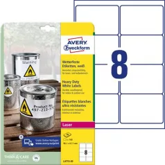  AVERY ZWECKFORM Etikett, 99,1x67,7 mm, poliészter, időjárásálló, AVERY ZWECKFORM, fehér, 160 etikett/csomag