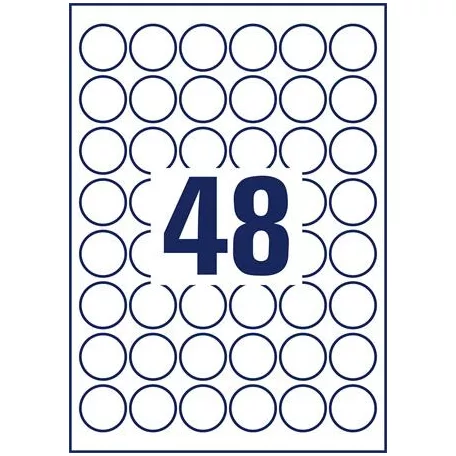 AVERY ZWECKFORM Etikett, kör, 30 mm, poliészter, időjárásálló, AVERY ZWECKFORM, fehér, 960 etikett/csomag