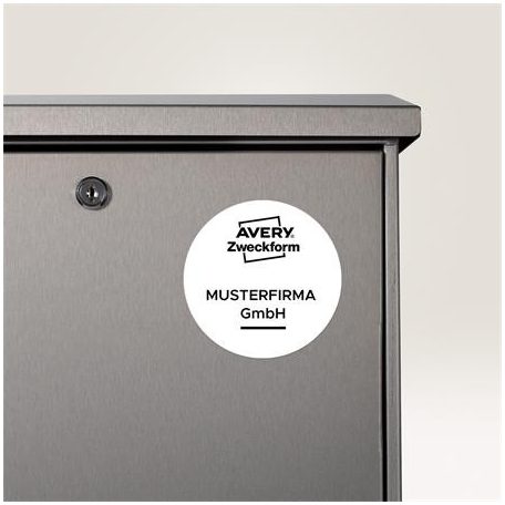 AVERY ZWECKFORM Etikett, kör, 30 mm, poliészter, időjárásálló, AVERY ZWECKFORM, fehér, 960 etikett/csomag