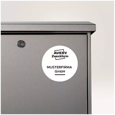 AVERY ZWECKFORM Etikett, kör, 30 mm, poliészter, időjárásálló, AVERY ZWECKFORM, fehér, 960 etikett/csomag