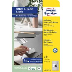   AVERY ZWECKFORM Etikett, univerzális, eltávolítható, 25,4x10 mm, AVERY ZWECKFORM, 1890 etikett/csomag