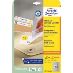   AVERY ZWECKFORM Etikett, univerzális, eltávolítható, 25,4x10 mm, AVERY ZWECKFORM, 5670 etikett/csomag