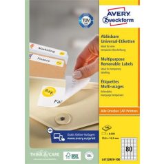   AVERY ZWECKFORM Etikett, univerzális, eltávolítható, 35,6x16,9 mm, AVERY ZWECKFORM, 8000 etikett/csomag