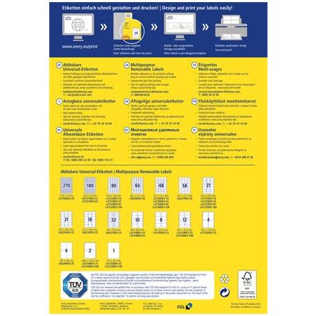AVERY ZWECKFORM Etikett, univerzális, eltávolítható, 35,6x16,9 mm, AVERY ZWECKFORM, "Sparpack", 5200 etikett/csomag