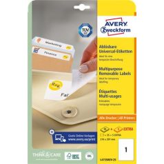   AVERY ZWECKFORM Etikett, univerzális, eltávolítható, 210x297 mm, AVERY ZWECKFORM, 30 etikett/csomag