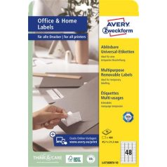   AVERY ZWECKFORM Etikett, univerzális, eltávolítható, 45,7x21,2 mm, AVERY ZWECKFORM, 480 etikett/csomag