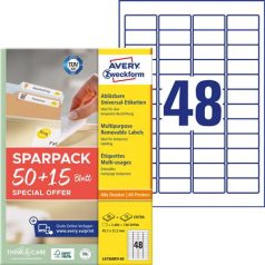   AVERY ZWECKFORM Etikett, univerzális, eltávolítható, 45,7x21,2 mm, AVERY ZWECKFORM, "Sparpack", 3120 etikett/csomag