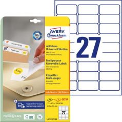   AVERY ZWECKFORM Etikett, univerzális, eltávolítható, 63,5x29,6 mm, AVERY ZWECKFORM, 810 etikett/csomag