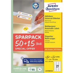   AVERY ZWECKFORM Etikett, univerzális, eltávolítható, 63,5x29,6 mm, AVERY ZWECKFORM, "Sparpack", 1755 etikett/csomag