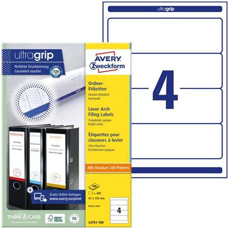 AVERY ZWECKFORM Iratrendező etikett, univerzális, 61x192 mm, AVERY ZWECKFORM, 400 etikett/csomag
