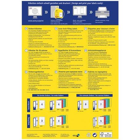 AVERY ZWECKFORM Iratrendező etikett, univerzális, 61x192 mm, AVERY ZWECKFORM, 400 etikett/csomag