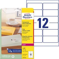   AVERY ZWECKFORM Etikett, 99,1x42,3 mm, poliészter, AVERY ZWECKFORM, átlátszó, 300 etikett/csomag