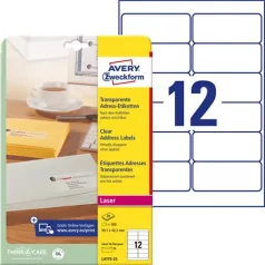   AVERY ZWECKFORM Etikett, 99,1x42,3 mm, poliészter, AVERY ZWECKFORM, átlátszó, 300 etikett/csomag