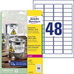   AVERY ZWECKFORM Etikett, 45,7x21,2 mm, poliészter, időjárásálló, AVERY ZWECKFORM, fehér, 960 etikett/csomag
