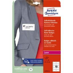   AVERY ZWECKFORM Etikett, eltávolítható, kerekített sarkú, 80x50 mm, textilhez, AVERY ZWECKFORM, 200 etikett/csomag