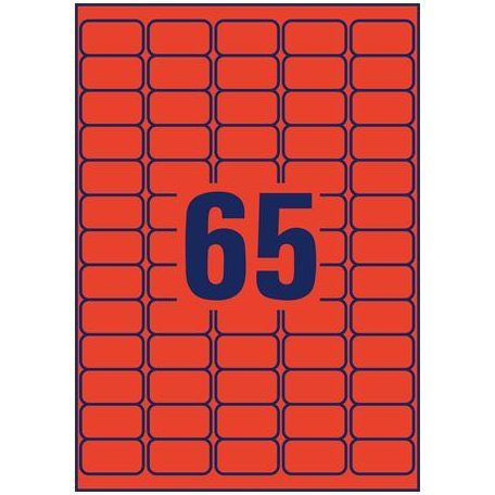 AVERY ZWECKFORM Etikett, univerzális, 38,1x 21,2mm, eltávolítható, kerekített sarkú, AVERY ZWECKFORM, 1300 etikett/csomag, piros