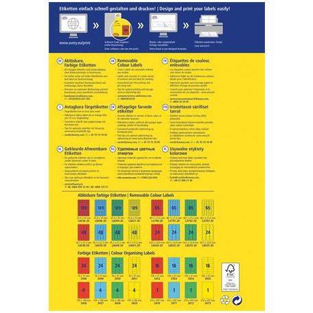 AVERY ZWECKFORM Etikett, univerzális, 38,1x 21,2mm, eltávolítható, kerekített sarkú, AVERY ZWECKFORM, 1300 etikett/csomag, sárga