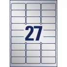 AVERY ZWECKFORM Etikett, 63,5x29,6 mm, poliészter, időjárásálló, AVERY ZWECKFORM, ezüst, 540 etikett/csomag