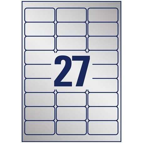 AVERY ZWECKFORM Etikett, 63,5x29,6 mm, poliészter, időjárásálló, AVERY ZWECKFORM, ezüst, 540 etikett/csomag