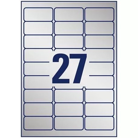 AVERY ZWECKFORM Etikett, 63,5x29,6 mm, poliészter, időjárásálló, AVERY ZWECKFORM, ezüst, 540 etikett/csomag