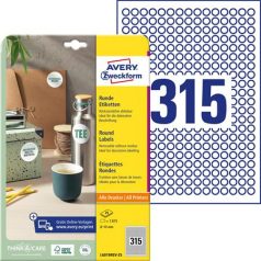   AVERY ZWECKFORM Etikett, univerzális, 10 mm, kör, eltávolítható, AVERY ZWECKFORM, 7875 etikett/csomag