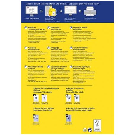 AVERY ZWECKFORM Etikett, univerzális 43,2x8,5 mm, eltávolítható, kerekített sarkú, AVERY ZWECKFORM, 3200 etikett/csomag