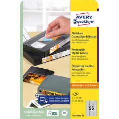   AVERY ZWECKFORM Etikett, univerzális, 63,5x8,5 mm, eltávolítható, kerekített sarkú, AVERY ZWECKFORM, 2400 etikett/csomag
