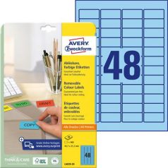   AVERY ZWECKFORM Etikett, univerzális, 45,7x21,2 mm, eltávolítható, kerekített sarkú, AVERY ZWECKFORM, 960 etikett/csomag, kék