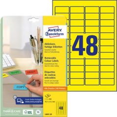   AVERY ZWECKFORM Etikett, univerzális, 45,7x21,2 mm, eltávolítható, kerekített sarkú, AVERY ZWECKFORM, 960 etikett/csomag, sárga