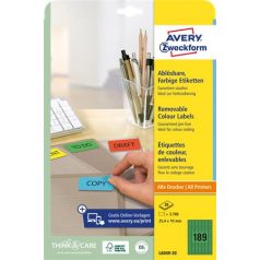   AVERY ZWECKFORM Etikett, univerzális, 25,4x10 mm, eltávolítható, kerekített sarkú, AVERY ZWECKFORM, 3780 etikett/csomag, zöld