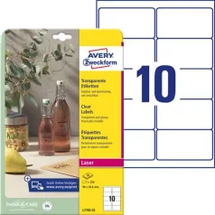   AVERY ZWECKFORM Etikett, 96x50,8 mm, poliészter, AVERY ZWECKFORM, átlátszó, 250 etikett/csomag