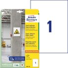 AVERY ZWECKFORM Etikett, univerzális, 210x297 mm, extra erős, AVERY ZWECKFORM, 20 etikett/csomag