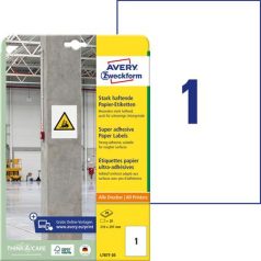   AVERY ZWECKFORM Etikett, univerzális, 210x297 mm, extra erős, AVERY ZWECKFORM, 20 etikett/csomag